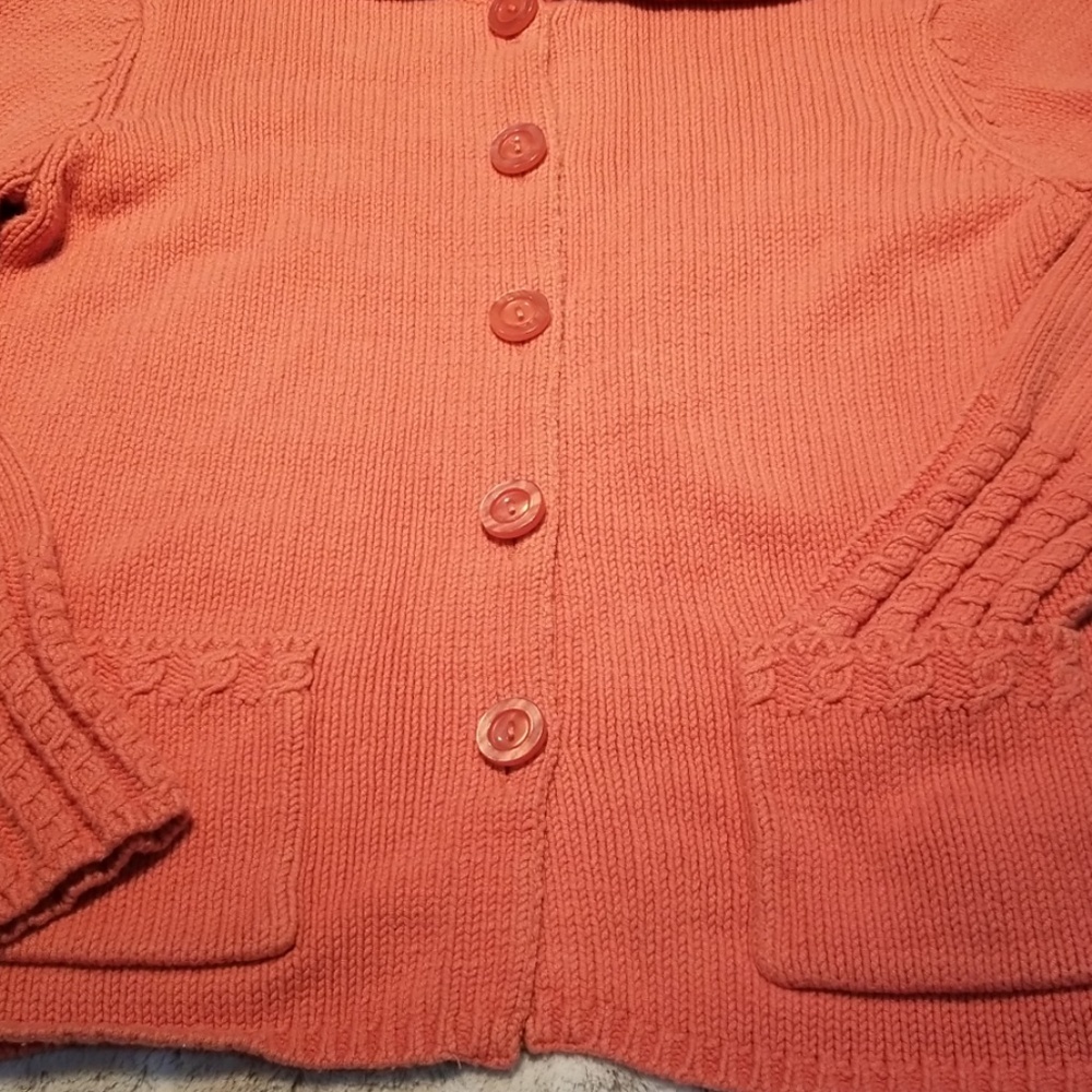 Talbots Heavier Weight Light Orange Cardigan Sz M - Picture 4 of 7